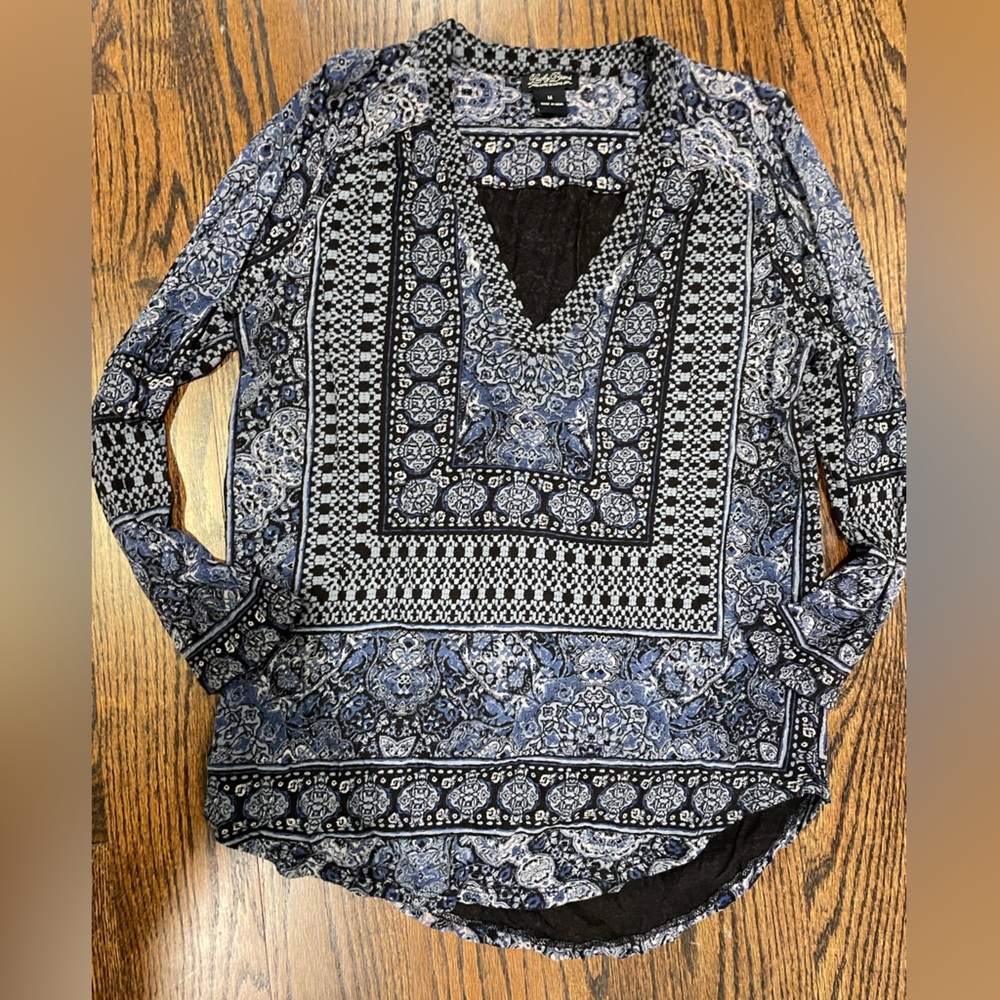 Lucky Brand Bohemian 3/4 sleeve T shirt size m